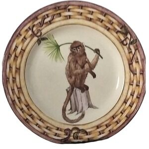 American Atelier Monkey Porcelain Plate 5029‎ Oven Dishwasher Microwave Safe